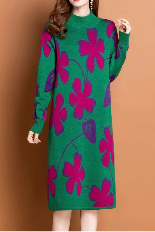 printed dressCute Flower Sweater Dress