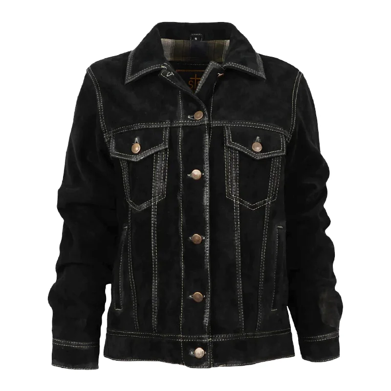 high-quality coatSTS Ranchwear Womens Scout Black Suede Leather Jacket