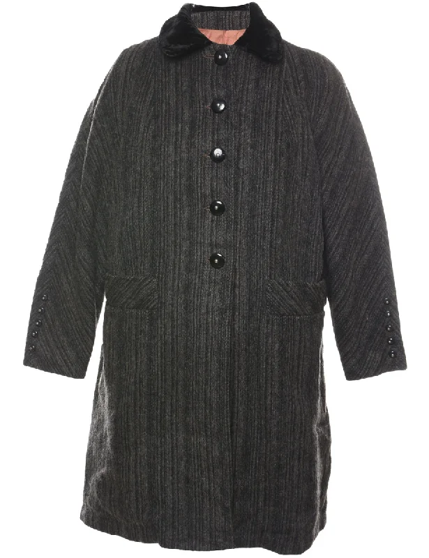 Super Bargain puffer jacketStriped Pattern Wool Coat - L