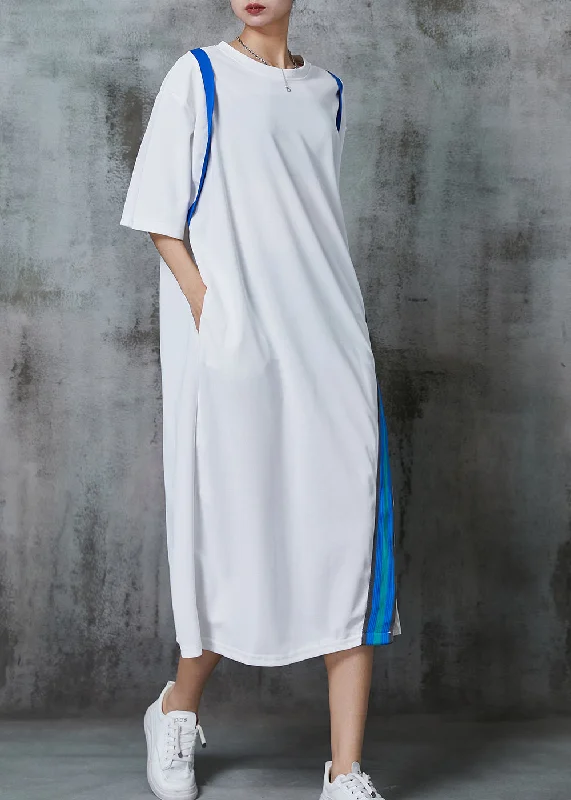 Instant Discount playful dressCasual White Oversized Patchwork Cotton Long Dresses Summer Instant Discount playful dressCasual White Oversized Patchwork Cotton Long Dresses Summer