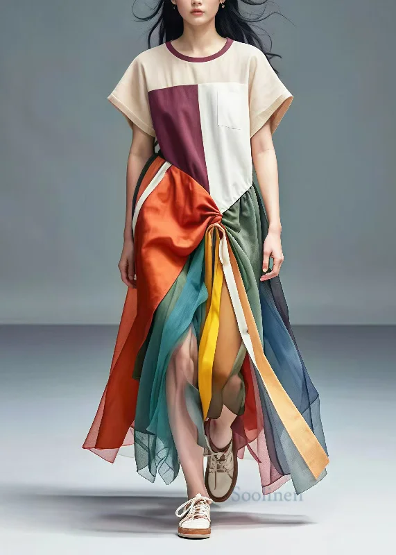 Super Deal t-shirt dressUnique Colorblock Asymmetrical Patchwork Tulle Cotton Dresses Summer Super Deal t-shirt dressUnique Colorblock Asymmetrical Patchwork Tulle Cotton Dresses Summer