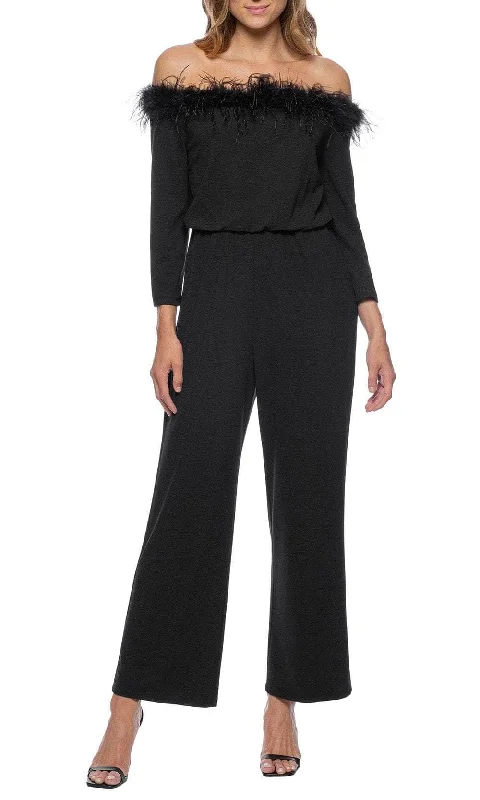 New Markdowns Marina 268272 - Feather Trimmed Jumpsuit