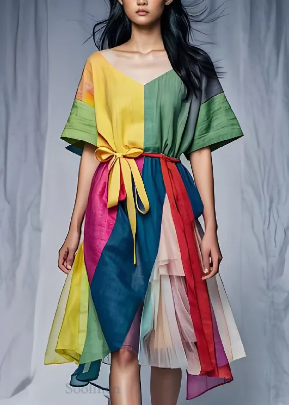 Special Savings pleated dressNatural Colorblock Asymmetrical Tulle Patchwork Lace Up Cotton Dress Summer Special Savings pleated dressNatural Colorblock Asymmetrical Tulle Patchwork Lace Up Cotton Dress Summer