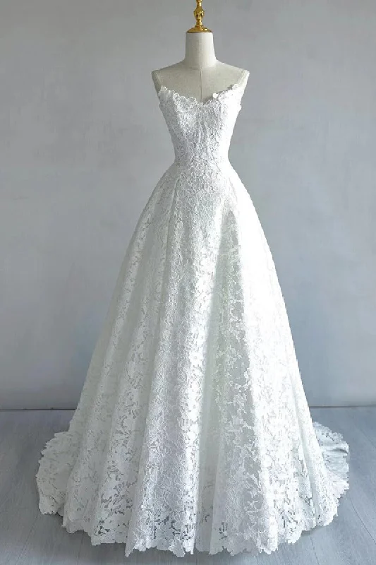 Deal Explosion playful dressA-Line Sweep-Brush Train Lace Wedding Dress 828423890551 Deal Explosion playful dressA-Line Sweep-Brush Train Lace Wedding Dress 828423890551