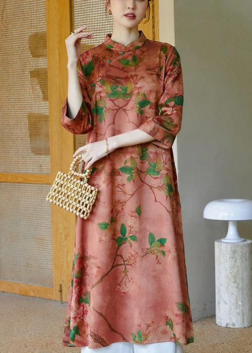 TIME-Limited Offer velvet dressChic Pink Mandarin Collar Button Print Silk Cheongsam Dress Bracelet Sleeve TIME-Limited Offer velvet dressChic Pink Mandarin Collar Button Print Silk Cheongsam Dress Bracelet Sleeve