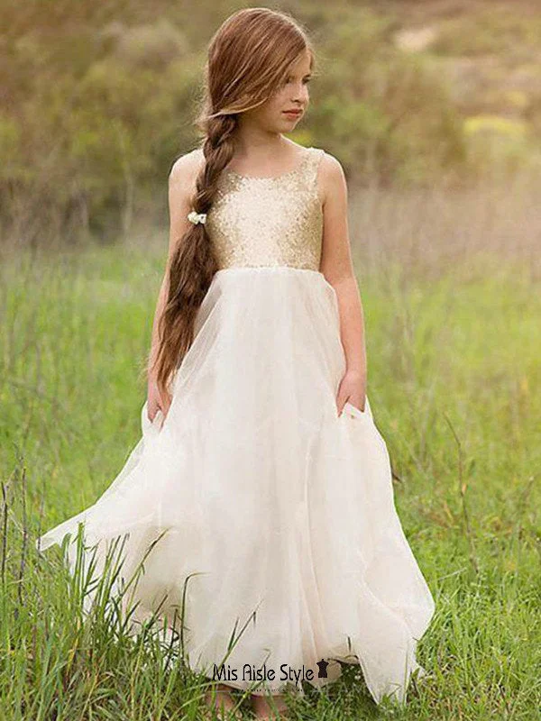 Exclusive Preview trendy bodycon dressGold Sequins Flower Girl Dress