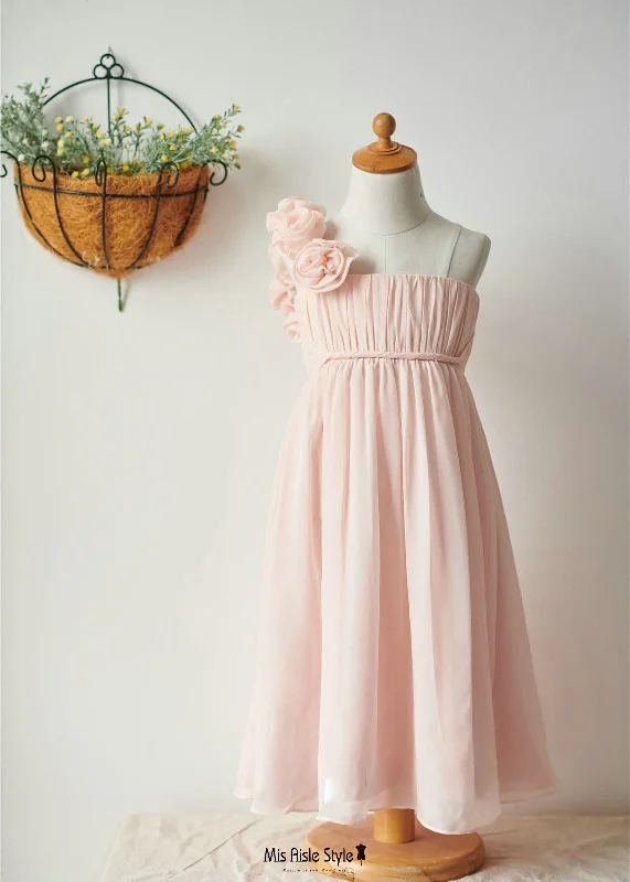 Stock Up and Save casual slip dressOne Shoulder Blush Pink Flower Girl Dress