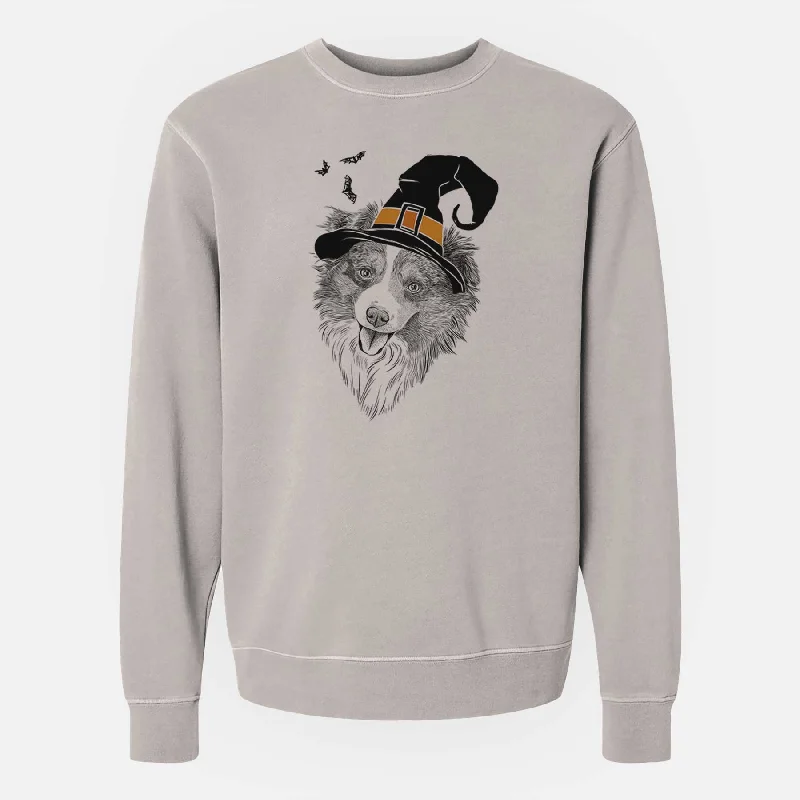 athletic casual sweatshirtWitch Doc the Mini Aussie - Unisex Pigment Dyed Crew Sweatshirt