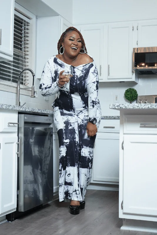 Clearance Event Black & White long sleeve jumpsuit