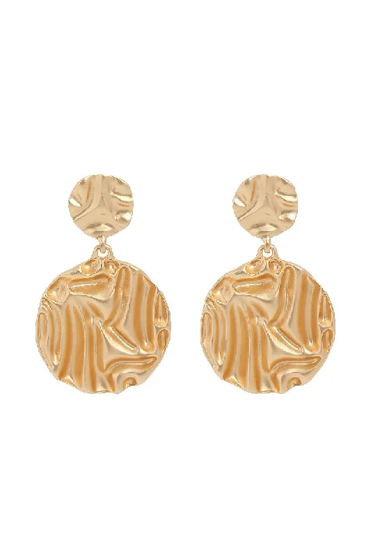 Unmissable Offer comfy maxi dressMetallic atmosphere exaggerated earrings Fashion round pattern medium long earrings 677325329302