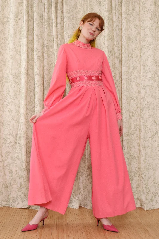 Mega Sale Hot Pink Daisy Trim Jumpsuit S/M