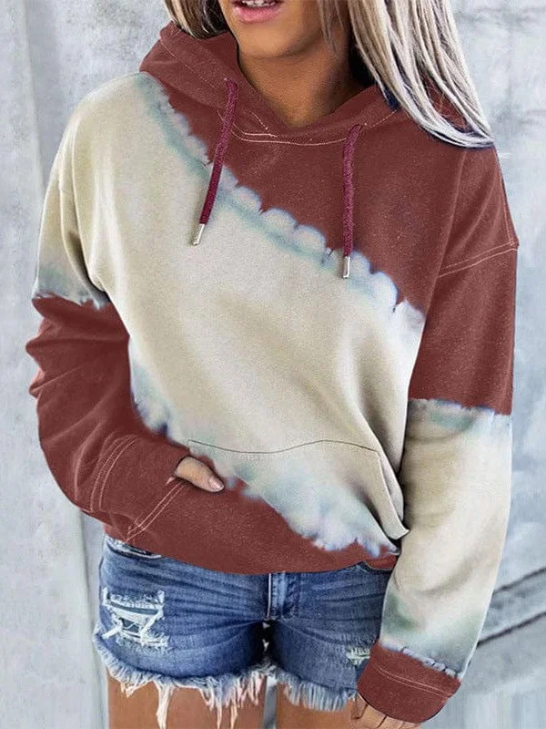 Midnight Madness Colorful Tie-Dye Hooded Sweatshirt For Women In Large Size