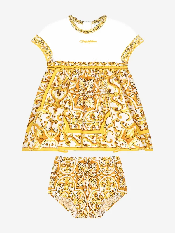 Low Prices draped dressDolce & Gabbana Baby Girls Maiolica Dress With Knickers in Yellow
