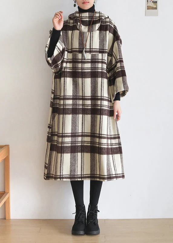 Unbeatable Prices summer dressOrganic Chocolate White Colour Plaid Pockets Cotton Maxi Hooded Dresses Long Sleeve Unbeatable Prices summer dressOrganic Chocolate White Colour Plaid Pockets Cotton Maxi Hooded Dresses Long Sleeve