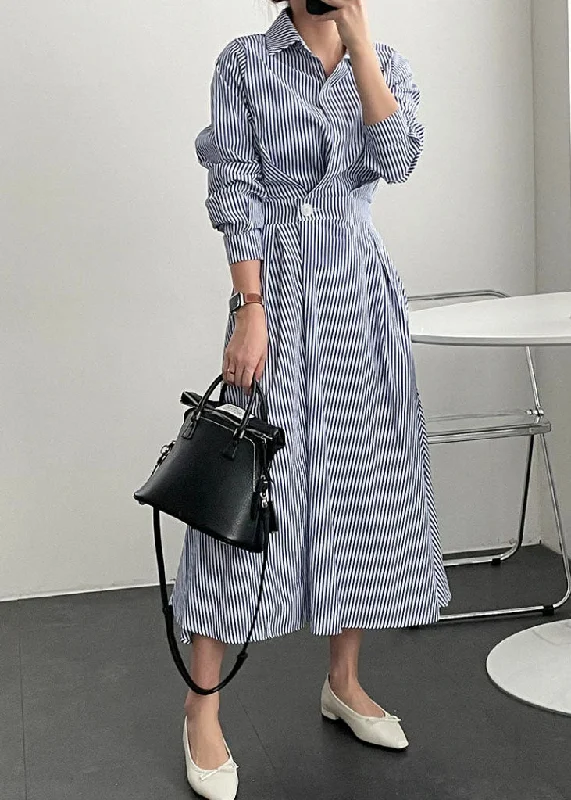 Final Sale sleek dressFrench Blue Striped Peter Pan Collar Patchwork Cotton Shirts Dress Spring Final Sale sleek dressFrench Blue Striped Peter Pan Collar Patchwork Cotton Shirts Dress Spring