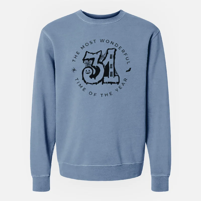 Deal Alert oversized gym sweatshirtHalloween - The Most Wonderful Time of The Year - Unisex Pigment Dyed Crew Sweatshirt