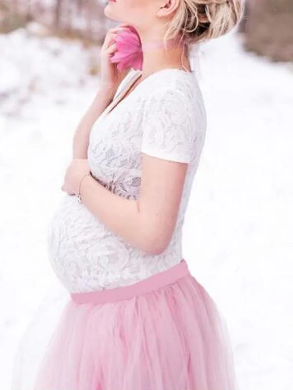 Hurry In Seindeal Floral Lace Deep V-neck Bodysuit With Grenadine Tulle Long Skirt