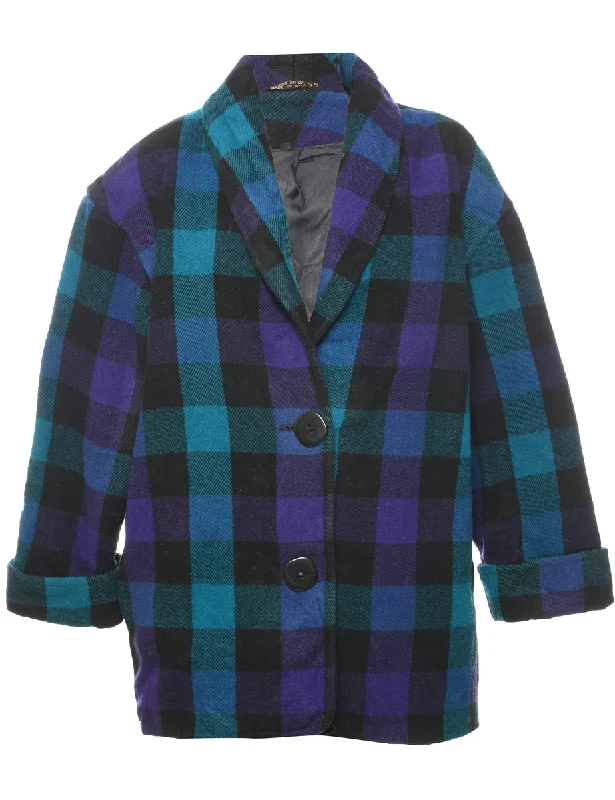 Special Discount minimalist jacketChecked Wool Coat - L