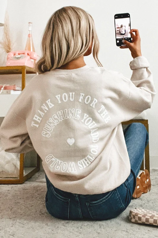Price Reduction high-quality athletic sweatshirt"You Add To This World" Double-Sided Graphic Sweatshirt (Oatmeal)