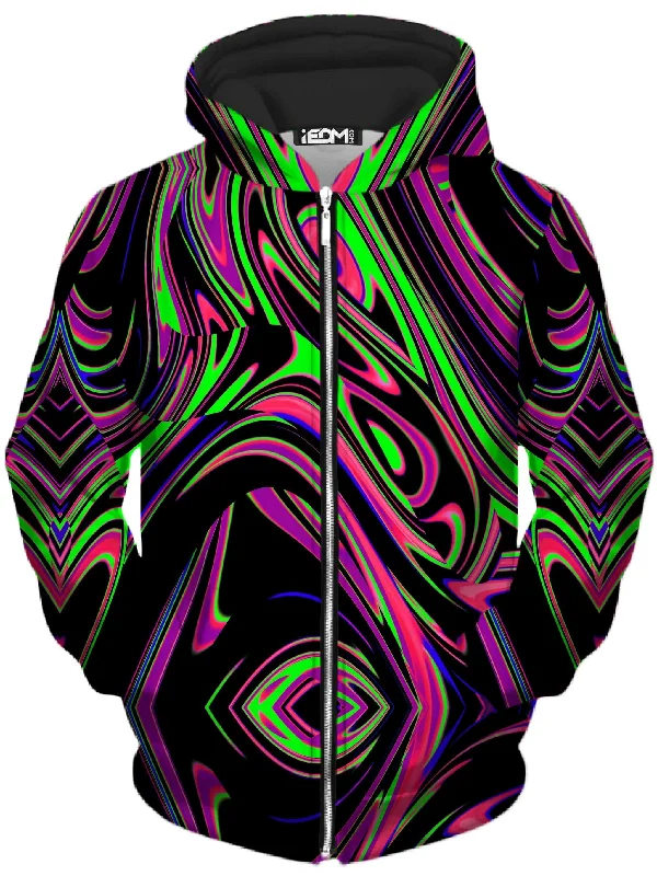 Super Sale pullover hoodiePink and Green Blackout Drip Unisex Zip-Up Hoodie