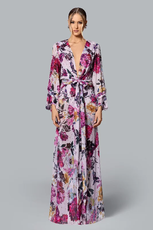 Buy More, Save More shift dressGHRAIL "Millie" Print Chiffon Gown