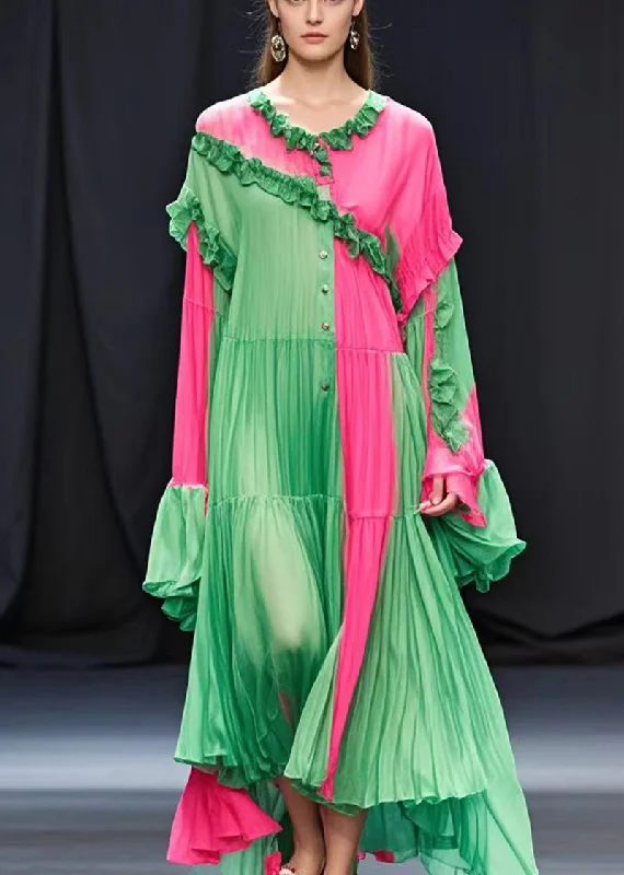 Today’s Deal floral dressStyle Ruffled Asymmetrical Patchwork Chiffon Ankle Dress Fall