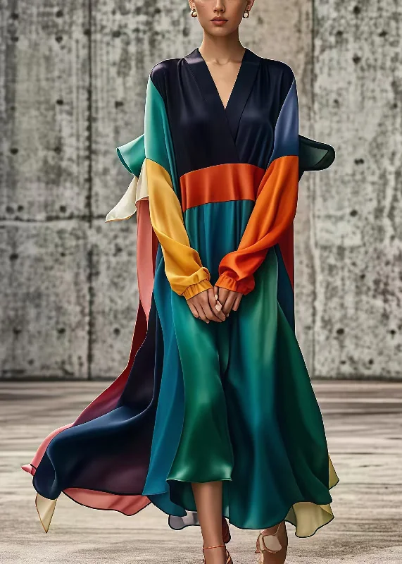 Major Savings high-waisted dressUnique Colorblock Oversized Patchwork Draping Silk Vacation Dresses Fall Major Savings high-waisted dressUnique Colorblock Oversized Patchwork Draping Silk Vacation Dresses Fall