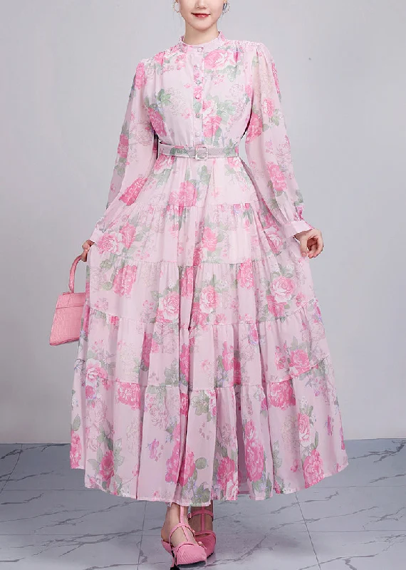 Flash Deals sleeveless dressStyle Pink Stand Collar Print Cotton Party Dress Long Sleeve Flash Deals sleeveless dressStyle Pink Stand Collar Print Cotton Party Dress Long Sleeve