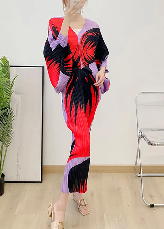 Markdowns chic slip dressFashion Red V Neck Print Wrinkled Vestidos Dress Long Sleeve Markdowns chic slip dressFashion Red V Neck Print Wrinkled Vestidos Dress Long Sleeve