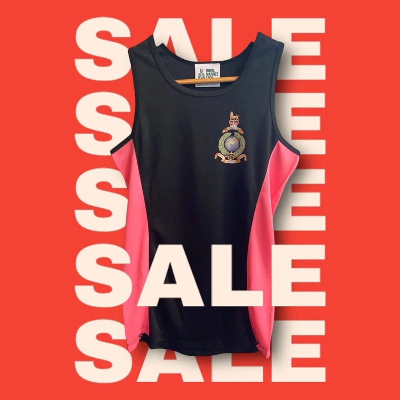 loose fit athletic hoodieRoyal Marines Ladies Cool Gym Vest - BLACK & PINK