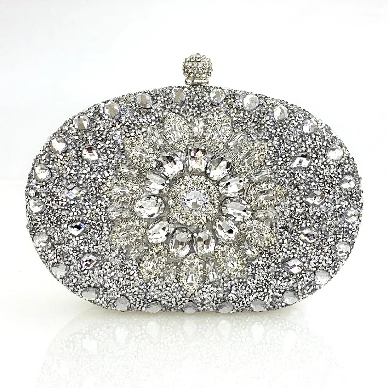 Don’t Miss Out summer dressShell full of diamonds glitter glass rhinestones wedding banquet dinner bag 736519933092