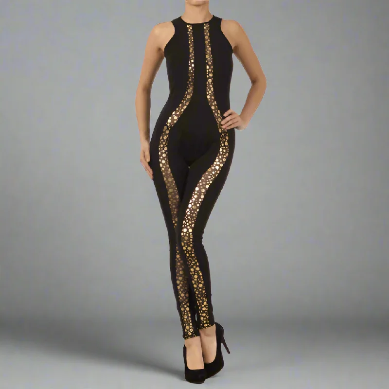 Best Seller Heetah Polka Dot Mesh jumpsuit catsuit