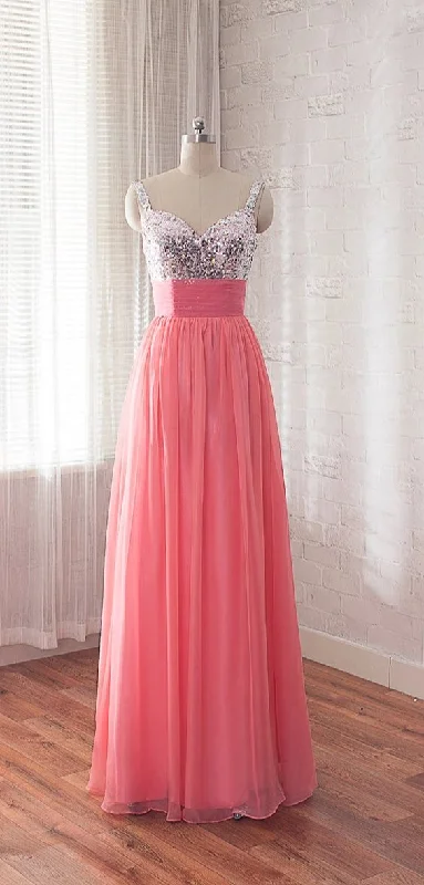 Mega Deal cocktail dressStraps Sequins Coral Bridesmaid Dress