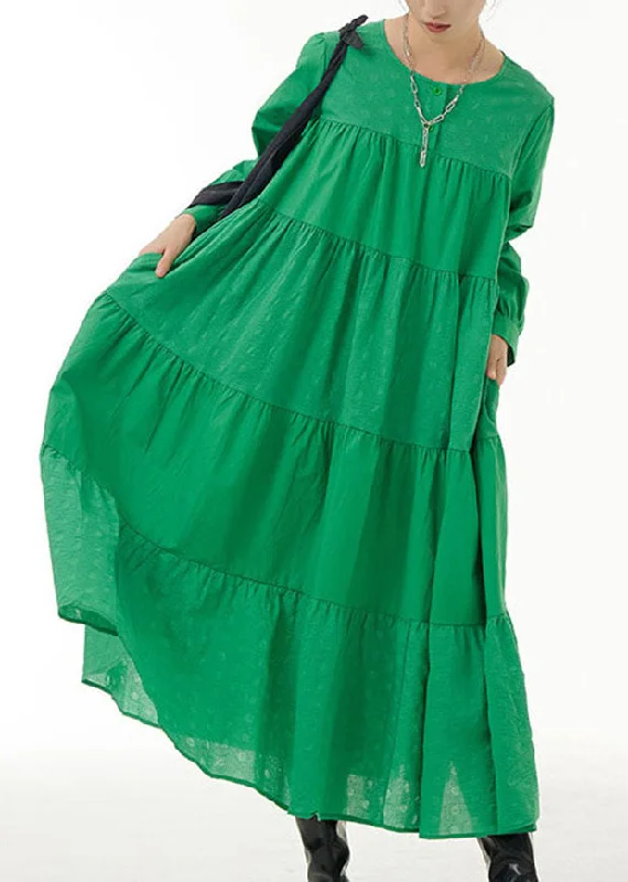 Buy More, Save More elegant maxi dressLoose Green O Neck Wrinkled Patchwork Cotton Dresses Spring Buy More, Save More elegant maxi dressLoose Green O Neck Wrinkled Patchwork Cotton Dresses Spring