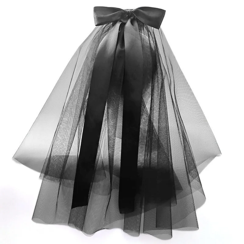 Great Bargains bodycon dressVintage dark veil with large bow streamer 631802827806
