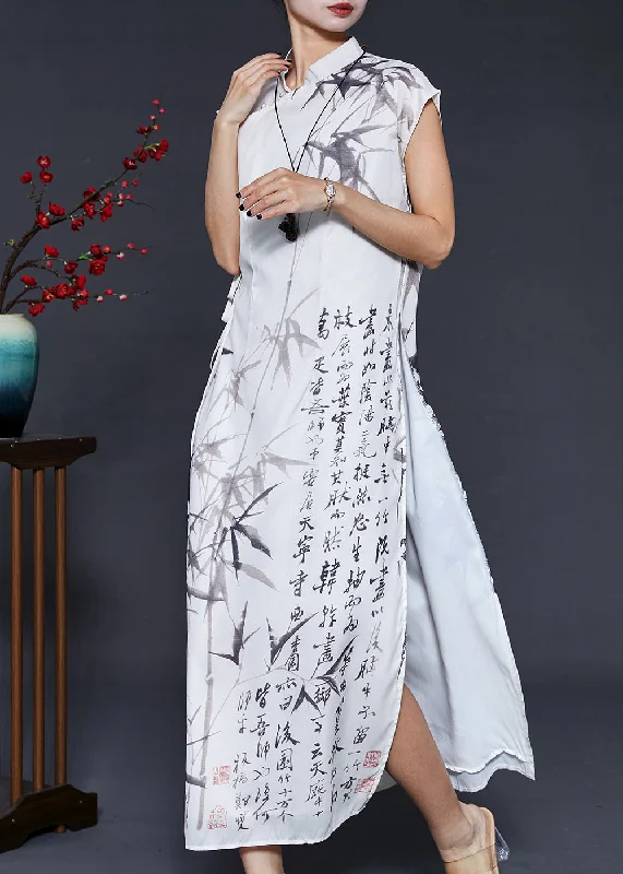 Stock Up and Save long-sleeve floral dressVintage White Print Chiffon Vacation Dresses Cheongsam Sleeveless Stock Up and Save long-sleeve floral dressVintage White Print Chiffon Vacation Dresses Cheongsam Sleeveless