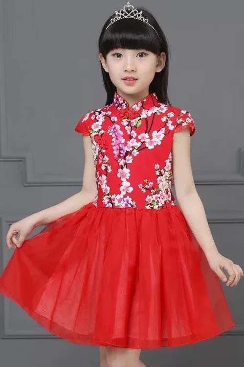 elegant dressKid Floral Qipao Dress