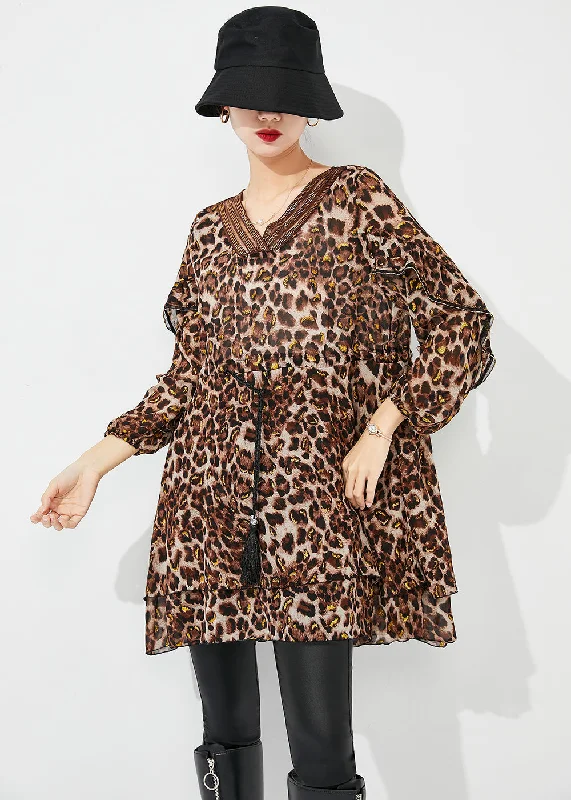 Don’t Miss Out vintage dressModern Cinched Leopard Print Chiffon Mini Dresses Spring Don’t Miss Out vintage dressModern Cinched Leopard Print Chiffon Mini Dresses Spring