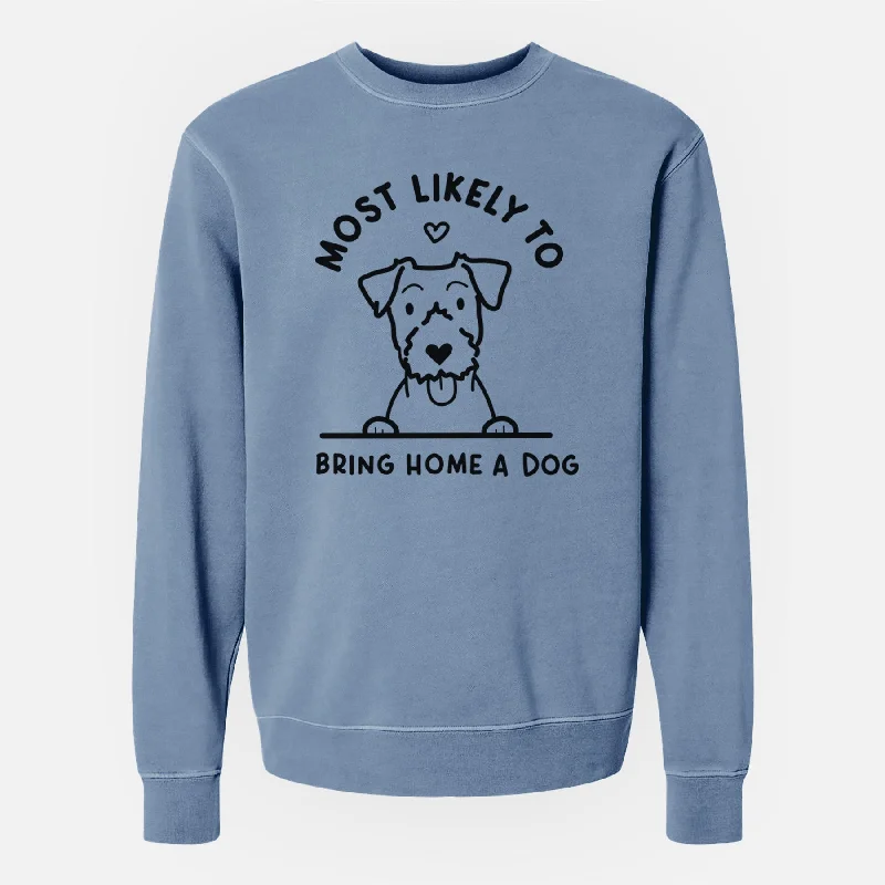 Discount Deals versatile gym hoodieMost Likely to Bring Home a Dog - Jack Russell - Unisex Pigment Dyed Crew Sweatshirt