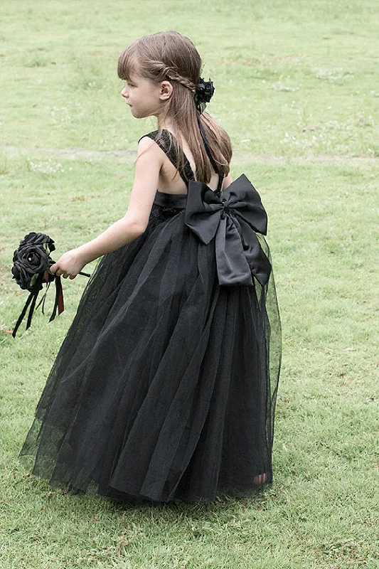 Closeout bodycon dressFashion Black Tulle Flower Girl Dress