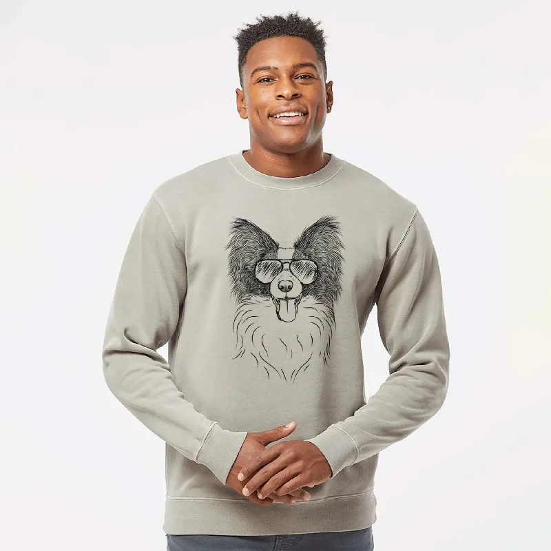 eco-friendly sports hoodieAviator Patrick the Papillon - Unisex Pigment Dyed Crew Sweatshirt