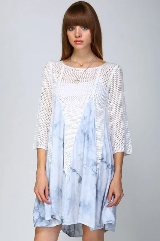 stylish party dressTie-Dye Knitted Boho Dress