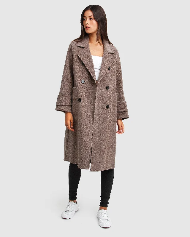 Lowest Prices sleek jacketRumour Has It Oversized Wool Blend Coat - Walnut
