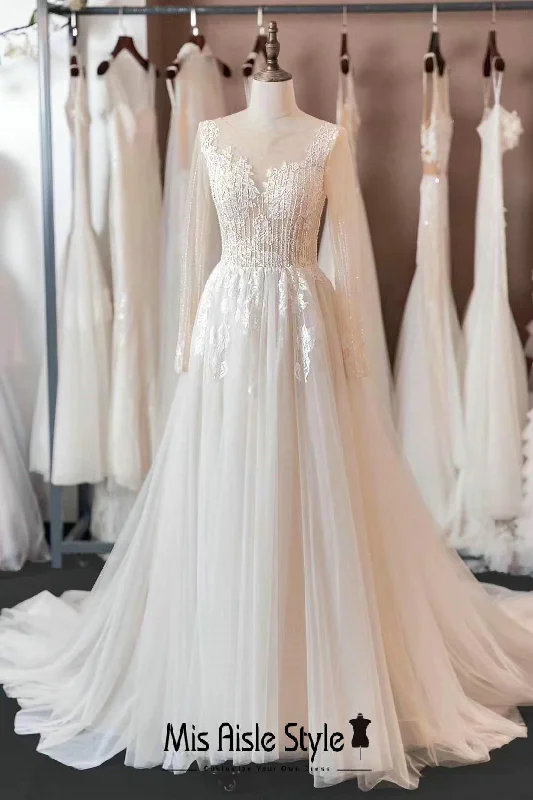 Final Clearance cocktail dressModest Long Sleeve Handmade Beads Wedding Dress