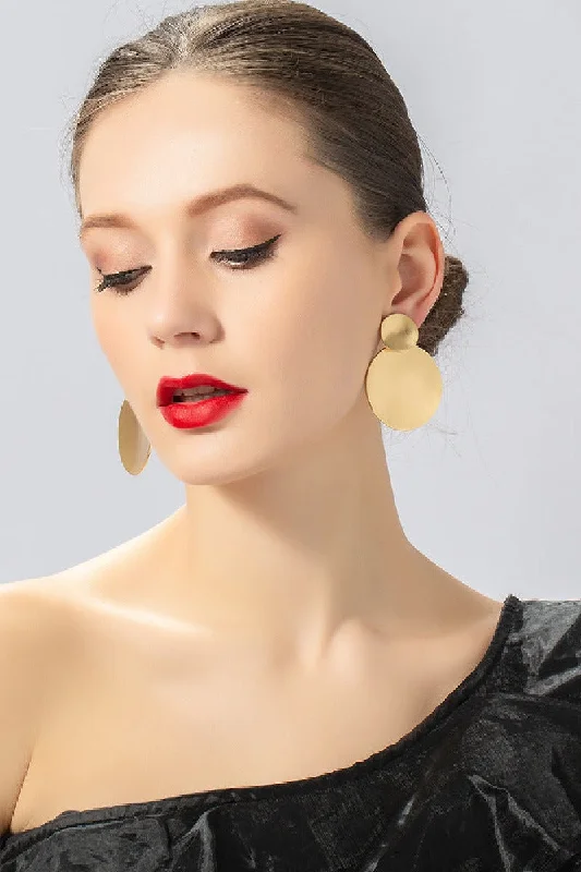 Fantastic Offers wool dressFashion personality geometric brushed earclip medium long earrings 619305820647