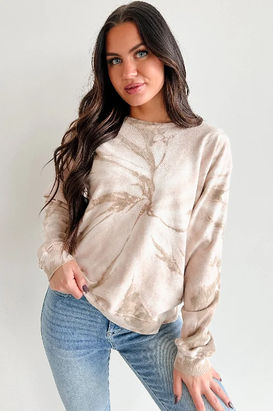 Instant Savings modern sports hoodieSimply Chillin' Tie Dye Sweatshirt (Taupe)