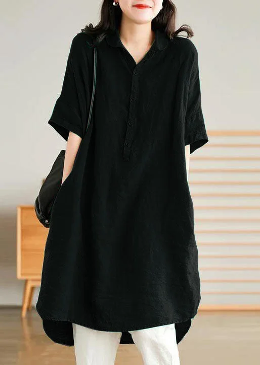 knit dressBlack Linen Shirt Dress Summer Mid Dress