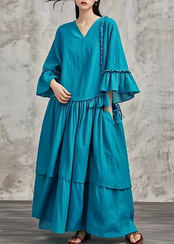 Price Drop trendy dressPlus Size Peacock Blue Oversized Patchwork Cotton Maxi Dresses Fall Price Drop trendy dressPlus Size Peacock Blue Oversized Patchwork Cotton Maxi Dresses Fall