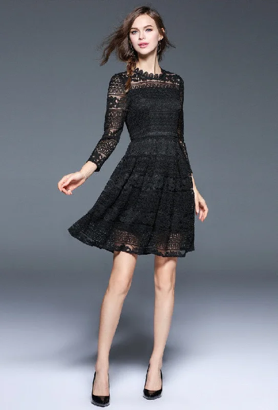 casual evening dressAll-Over Lace Midi Dress