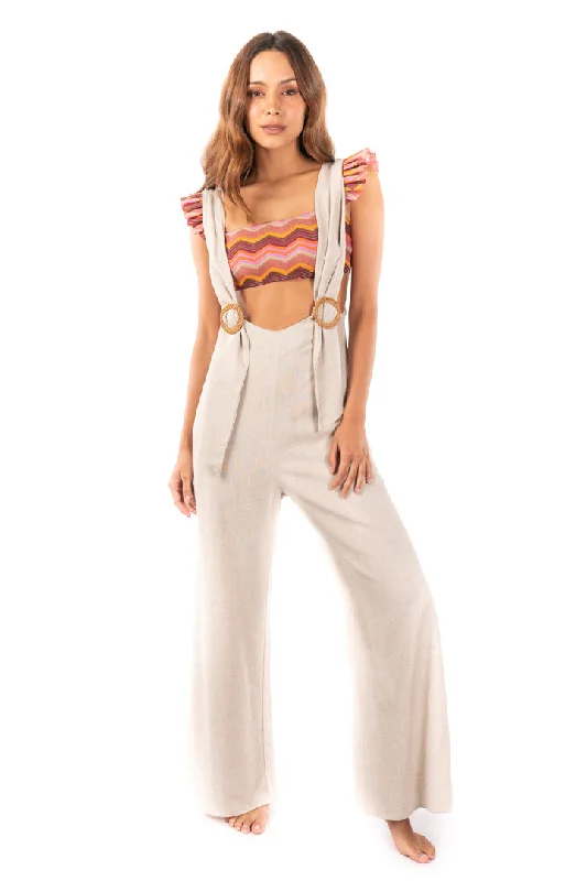 Bargain Blast Ayala Beige Low Cut Jumpsuit